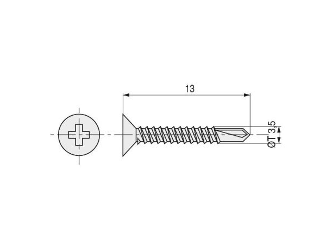 Tornillo Broca Rosca Chapa Cabeza Plana Din 7504 P Inoxidable Larg R