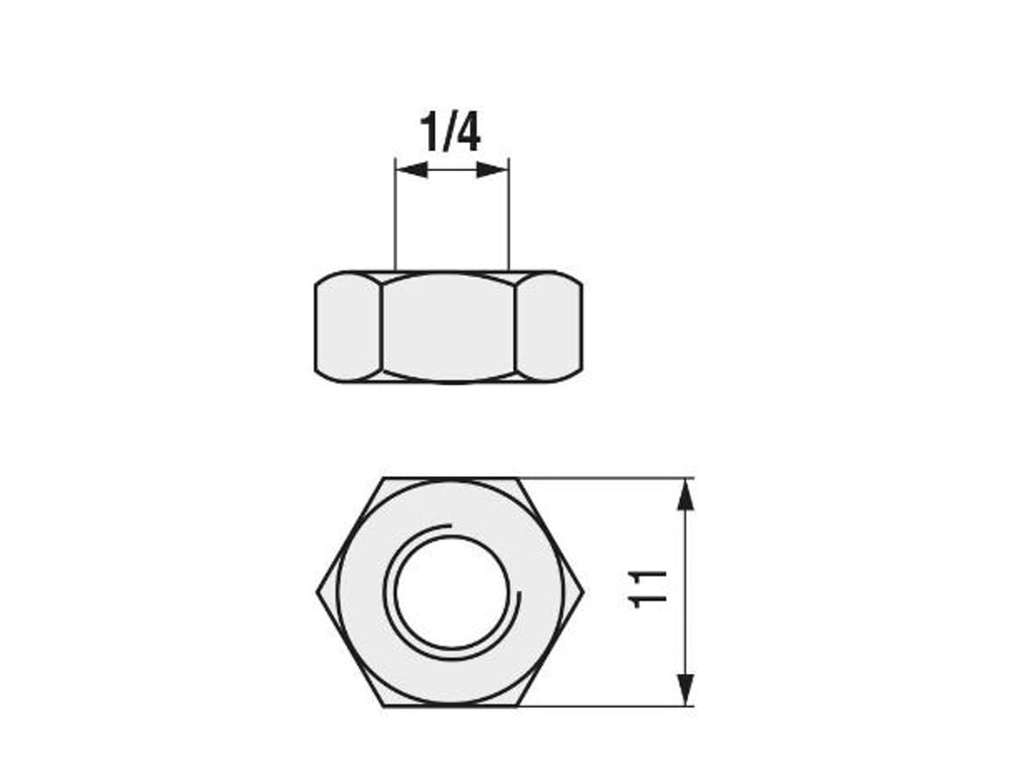 Tuerca Hexagonal Din 934 1 4 Zincado Ext 11 Caja 100