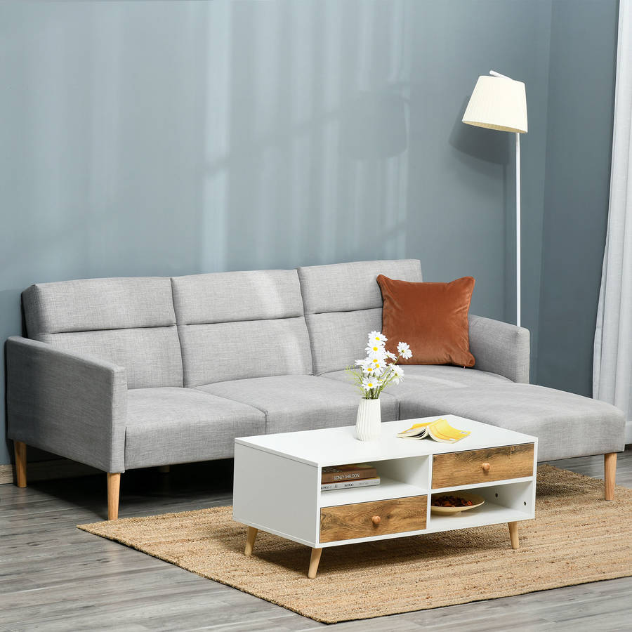 Sofá HOMCOM 839-086LG (Lino - 207 x 81 x 80 cm - Gris)