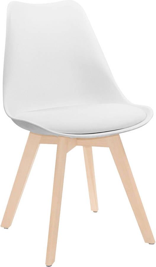 Silla de Comedor THINIA HOME Nórdico Blanco (Polipropileno, Espuma PU, Madera de Haya - 48x55x83 cm)