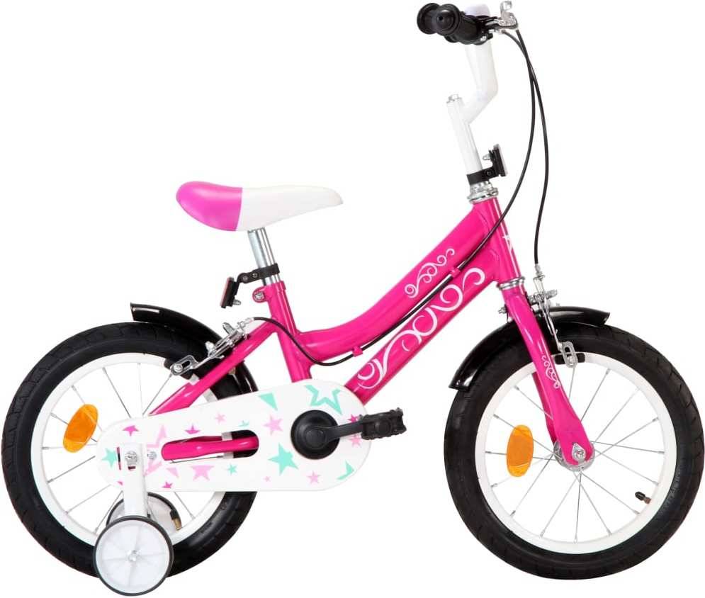 Bicicleta Infantil VIDAXL Negro y Rosa (Edad Mínima: 3 Años - 14'')