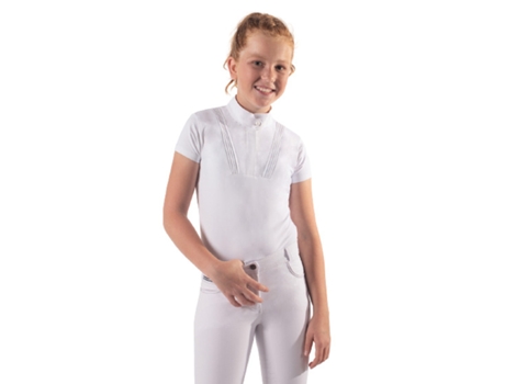 Polo de Niña para Equitación PREMIER EQUINE Competición Qhp Tam Blanco (10 Años)