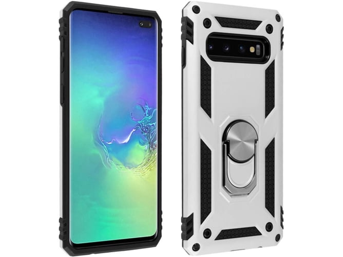 Carcasa Samsung Galaxy S10+ AVIZAR Anillo Plateado