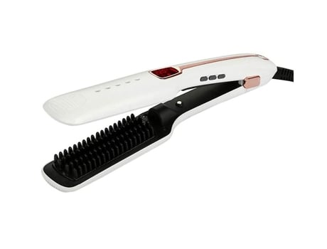 Plancha de pelo de cerámica con turmalina iónica, plancha infrarroja con pantalla digital LED, color blanco BISBISOUS