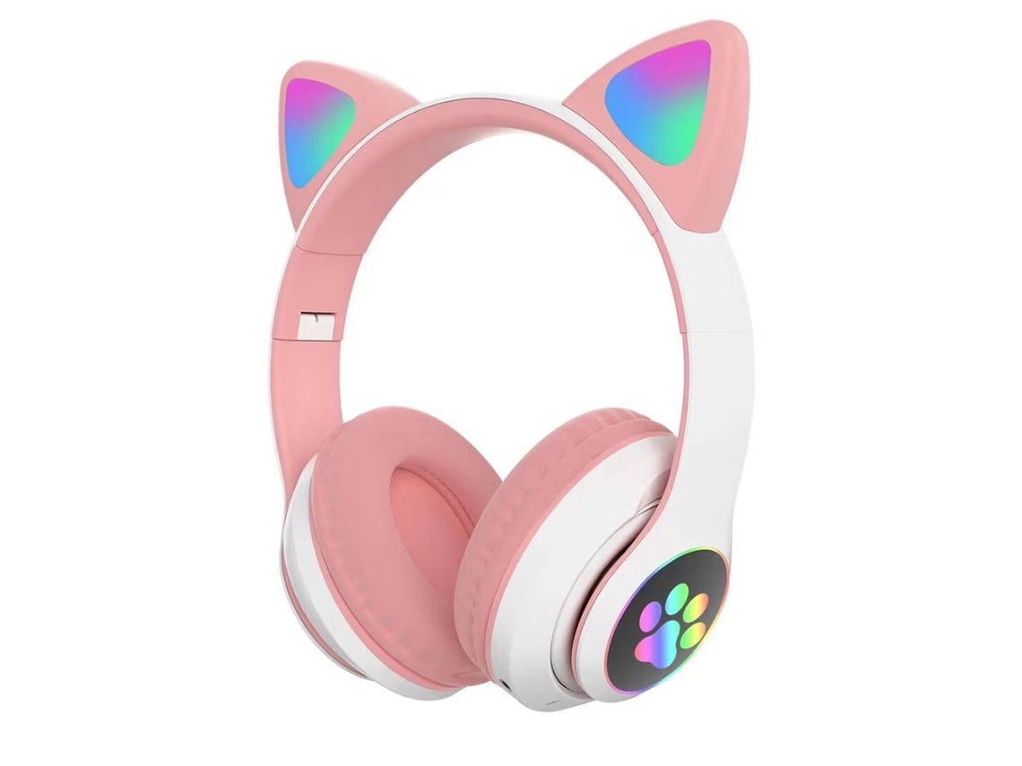  QearFun Auriculares de gato para niñas y niños para la escuela,  auriculares Bluetooth para niños con micrófono y conector de 0.138 in,  auriculares inalámbricos para adolescentes y niños pequeños con 