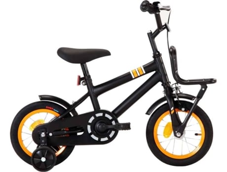 Bicicleta Niños Y portaequipajes delantero vidaxl 12 negro naranja infantil con plataforma frontal edad 2