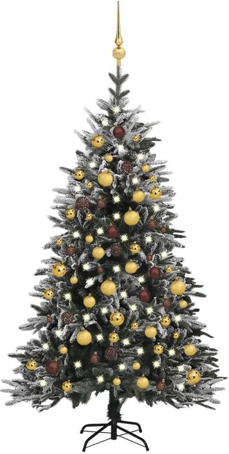 Árbol De Navidad con led y nieve flocada 150 cm pvc pe vidaxl luces verde 90x150