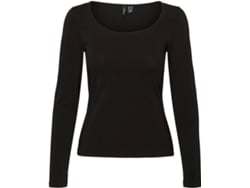 Camiseta Básica VERO MODA Algodón Mujer (L - Negro)