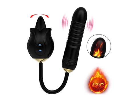 Vibrador de masaje telescópico para lamer la lengua rosa para mujer (negro) VEANXIN