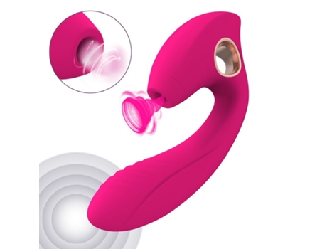 Vibrador de masaje de succión portátil 2 en 1 para mujeres (rojo rosa) VEANXIN