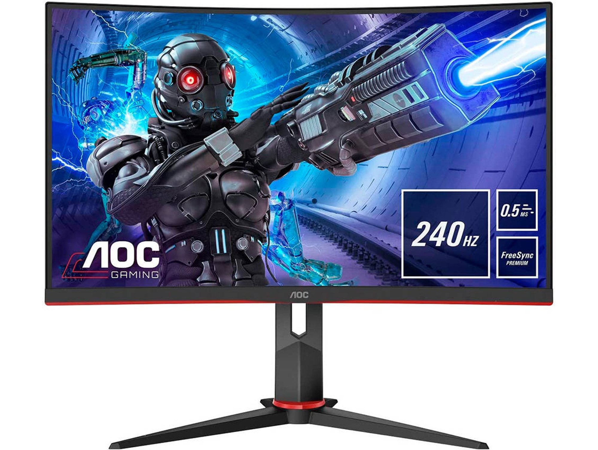 Aoc C27g2zubk Monitor curvo gaming de 27 fullhd 1920x1080 240hz 05 ms 1500r va freesync premium 300 cdm hdmi 2x2.0 displayport 1x1.2 negrorojo c27g2zub 0.5 240 c27g2zu 686 1920 1080