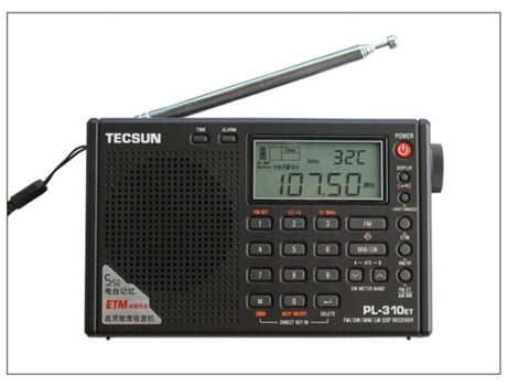 Radio digital SLOWMOOSE Pl310Et Pl-310Et Banda mundial Fm / Am / Sw / Mw / Lw Sliver [Negro]