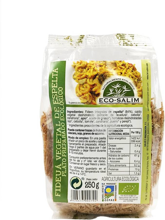 Fideos Finos De verduras bio eco salim 250