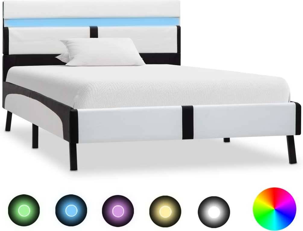 Cama LED VIDAXL (Blanco - Cuero Artificial - Compatible con Colchón: 90x200 cm)