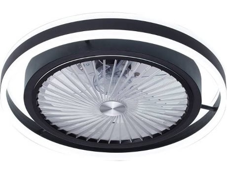 Ventilador De Techo con luz led 56w pampero negro mando distanciaregulable en intensidad3 tonalidadesmemoriasilencioso7 aspas protegidas3 velocidades50cm fabrilamp gris 35 50 cm