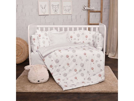 Juego de Textil de Cama Rejillas LORELLI LILY Ranforce Gray Baloons (5 Piezas)