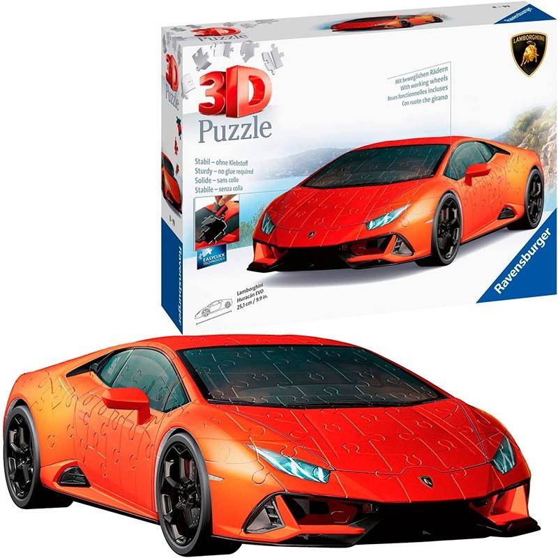 Puzzle 3D RAVENSBURGUER Lamborguini Huracan Evo (Edad Mínima: 14 Anos - 108 Piezas)