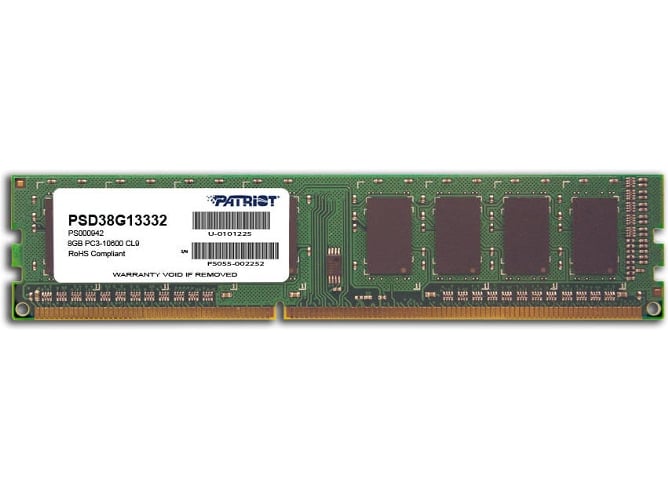 Memoria RAM DDR3 PATRIOT MEMORY PSD38G13332 (1 x 8 GB - 1333 MHz - CL 9)