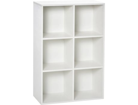 Homcom Estantería Para libros de madera 3 niveles con 6 compartimentos almacenaje sala estar dormitorio oficina 655x30x975 836369wt 65.5 30 97.5