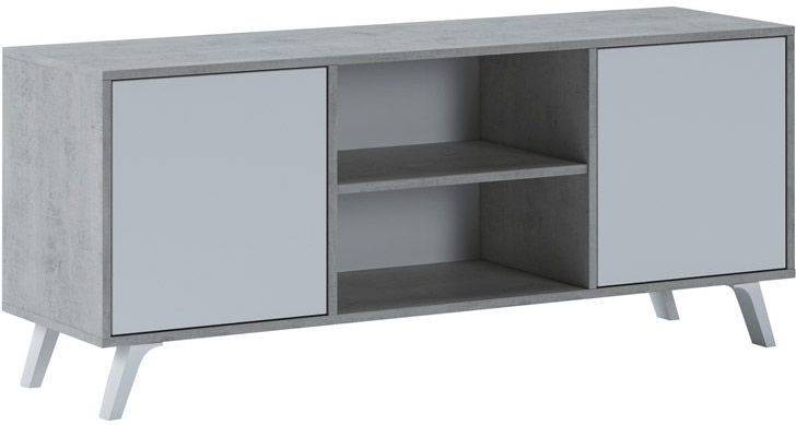 Mueble Tv Con 2 puertas para comedor modelo wind color estructura cemento y blanco mate medidas 137 cm anc de selectionhome gris 1368 569 396