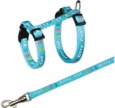 Arnés y Correa para Gatos TRIXIE Ajustable (Azul - 21-33cm - Nylon - S - Porte Pequeño)