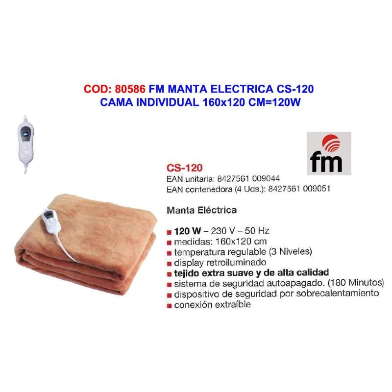 Fm manta electrica cs-120 cama individual 160x120 cm 120w