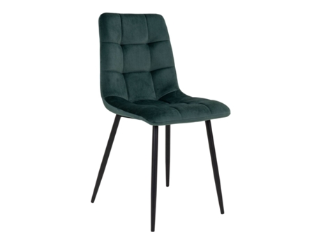 Silla de comedor de terciopelo verde oscuro con pies negros HOUSE NORDIC