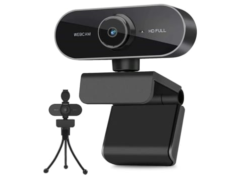 Webcam Micrófono y trípode para PC Escritorio Laptop Plug And Play USB 1080P Full HD Negro