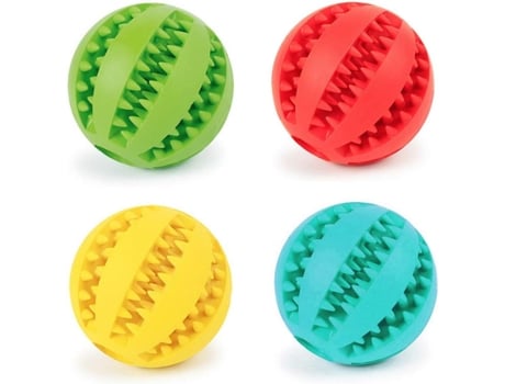 Pelota de juguete para perros de 4 piezas, pelota de goma natural para perros, pelota para masticar perros, pelota de limpieza de dientes resistent...