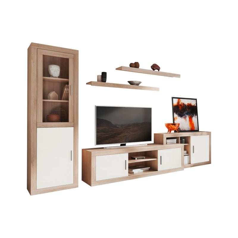 Salon Modular Conjunto de muebles modelo nuka v11 acabado en cambria y blanco medidas 330 cm largo homesouth ancho