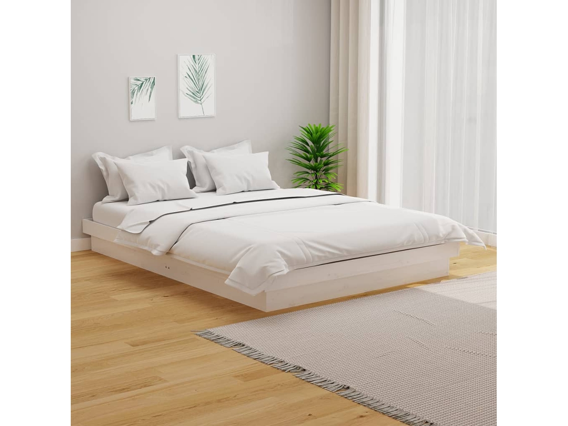 Maison Exclusive Estructura de cama madera maciza de pino blanco 135x190 cm