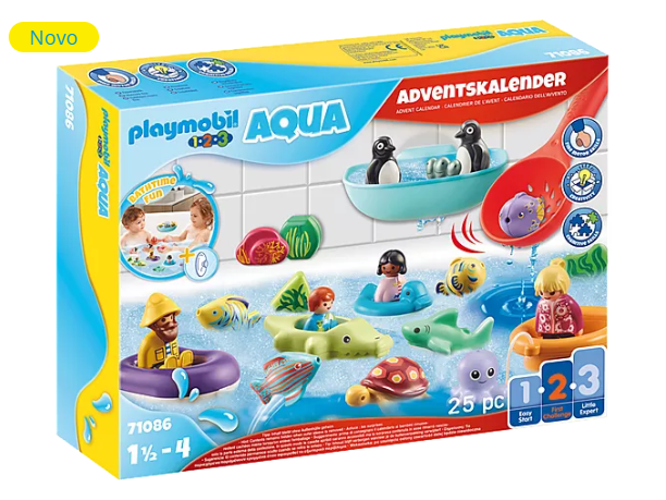 PLAYMOBIL Calendario de Adviento - 1.2.3 Diversión en el baño (18 meses años - 25 Piezas)