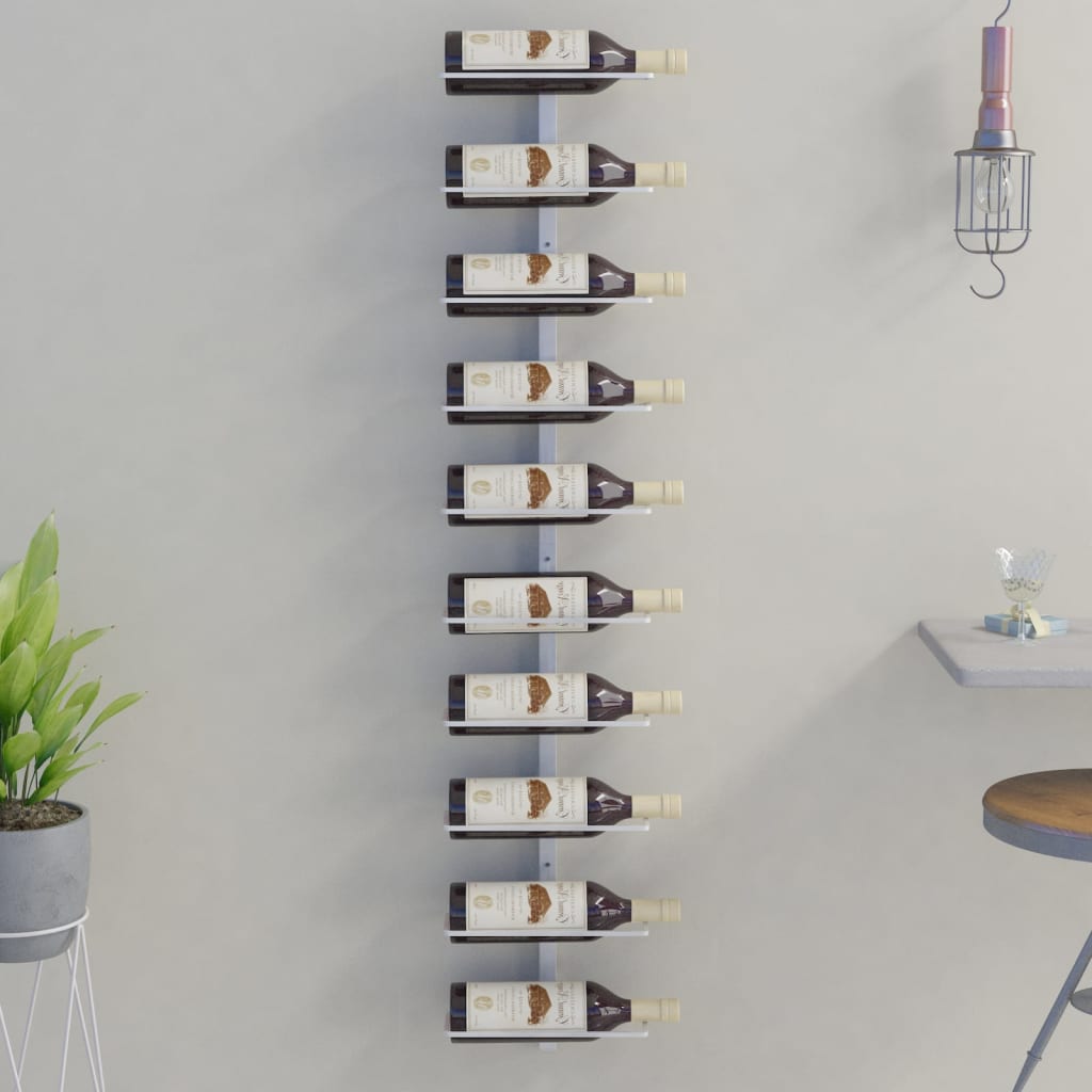 Botellero VIDAXL de pared para 10 botellas Blanco (Metal - 24 x 9 x 120 cm)