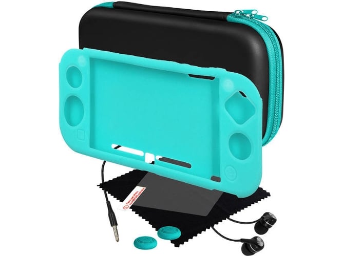 Kit Funda de Silicona + Protector de Pantalla + Auriculares ARDISTEL Blackfire (Nintendo Switch Lite - Verde)