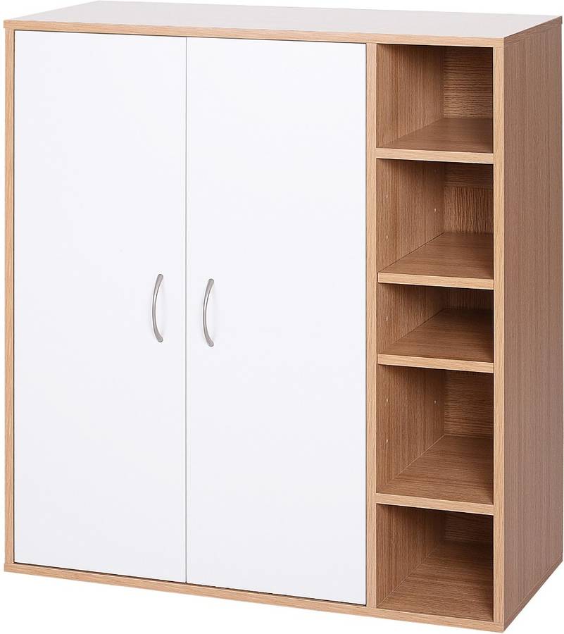 Homcom Armario Gabinete consola bajo mueble organizador de almacenaje multiusos cocina comedor baño puer blanco 80x32x905 cm tablero 833588