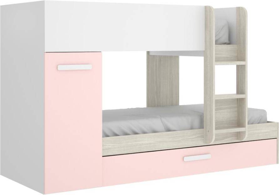 Conjunto de Cuarto VENTE UNIQUE Tom 03K4521729 (Blanco, Rosa, Marrón - Madera Contrachapada, Metal - 50x242 cm )