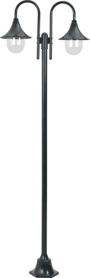 Vidaxl Farolas Aluminio 2 luces verde oscuro 220 cm iluminación patio de pie 60w 22 72 e27