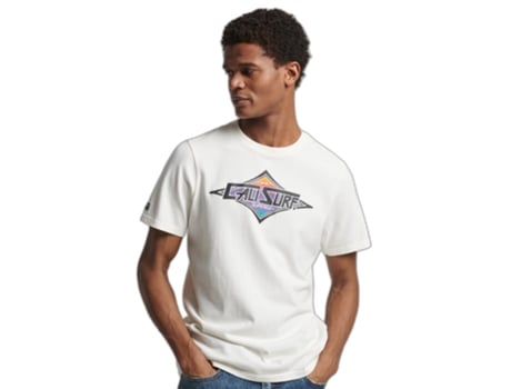 Camiseta para Hombre SUPERDRY (L - Algodón - Blanco)