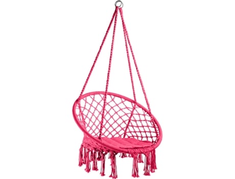 Tectake 800689 Silla colgante hamaca con estructura de acero ideal para exterior terraza rosa no. 403341 suspensa jane 80x72x125