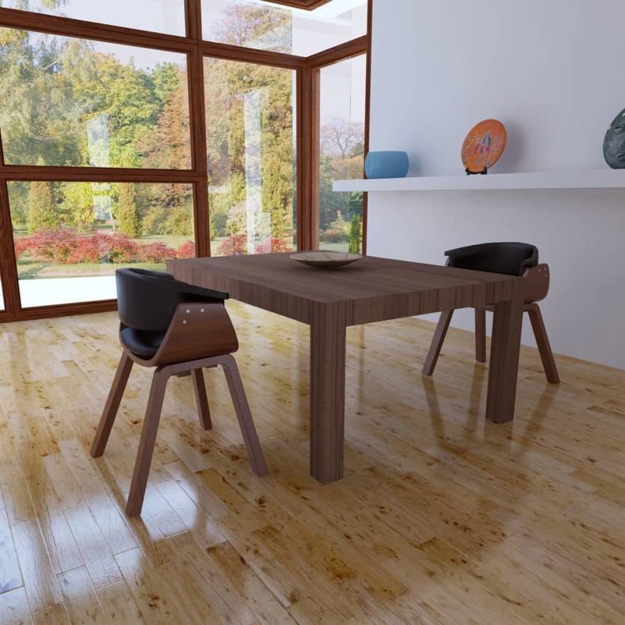 Conjunto 2 Sillas de Comedor VIDAXL 270546 Madera Curva y Cuero Artificial