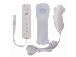 Mando a Distancia inalámbrico + Nunchuck con Funda de Silicona Accesorios para Consola de Juegos Nintendo Wii Blanco CHRUI