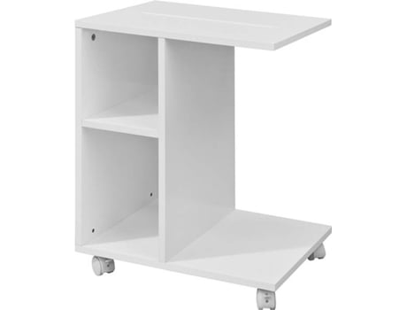 Lateral Sobuy Fbt48w mdf 45x58x35 cm fbt48wes auxiliar 2 estantes consolamesita de noche ruedas para