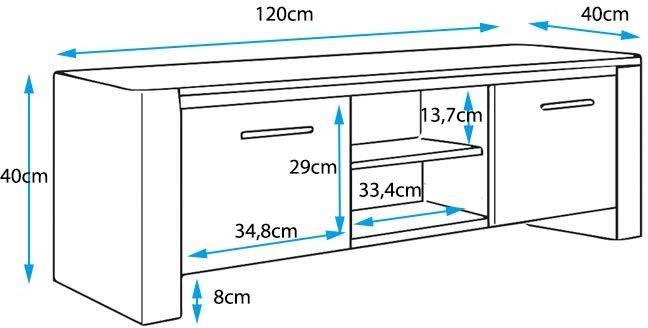 Mueble TV MÓVEIS BONITOS Elina con LED RGB (120x40x40 cm - Negro - )