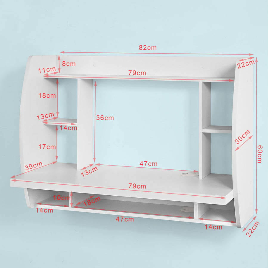 Sobuy Mesa De ordenador armario pared escritorio la computadora tabla blanco fwt18w con estantería aglomerado 82x60x39