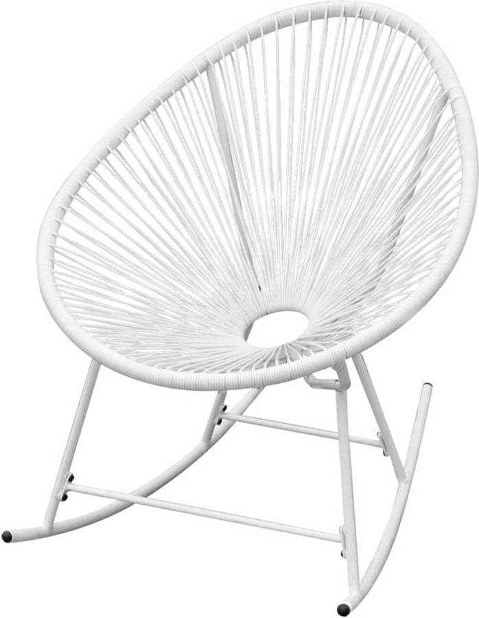 Vidaxl Silla Mecedora de exterior hamaca columpio patio porche poli blanco y acero para mimbre pe