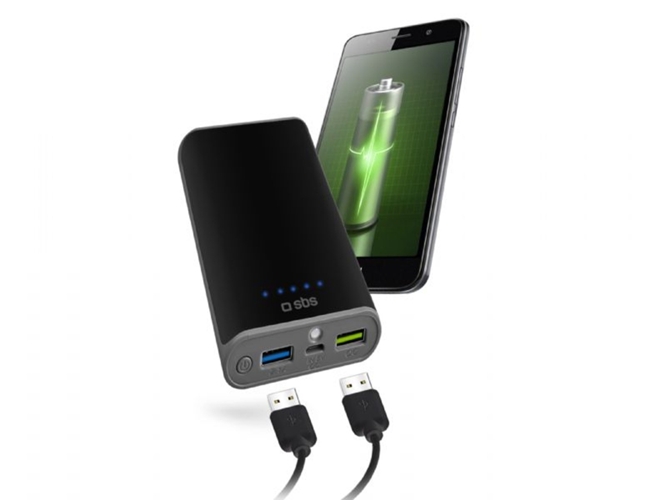 Powerbank SBS Linterna (7800 mAh - 2 USB - MicroUSB - Negro)