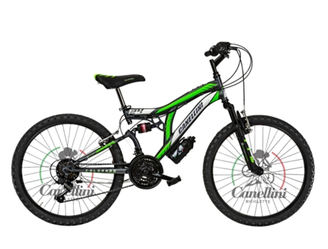 Bicicleta infantil suspensión total COLORADO 24 - 18 velocidades (Titanio/verde) BICICLETTE CANELLINI