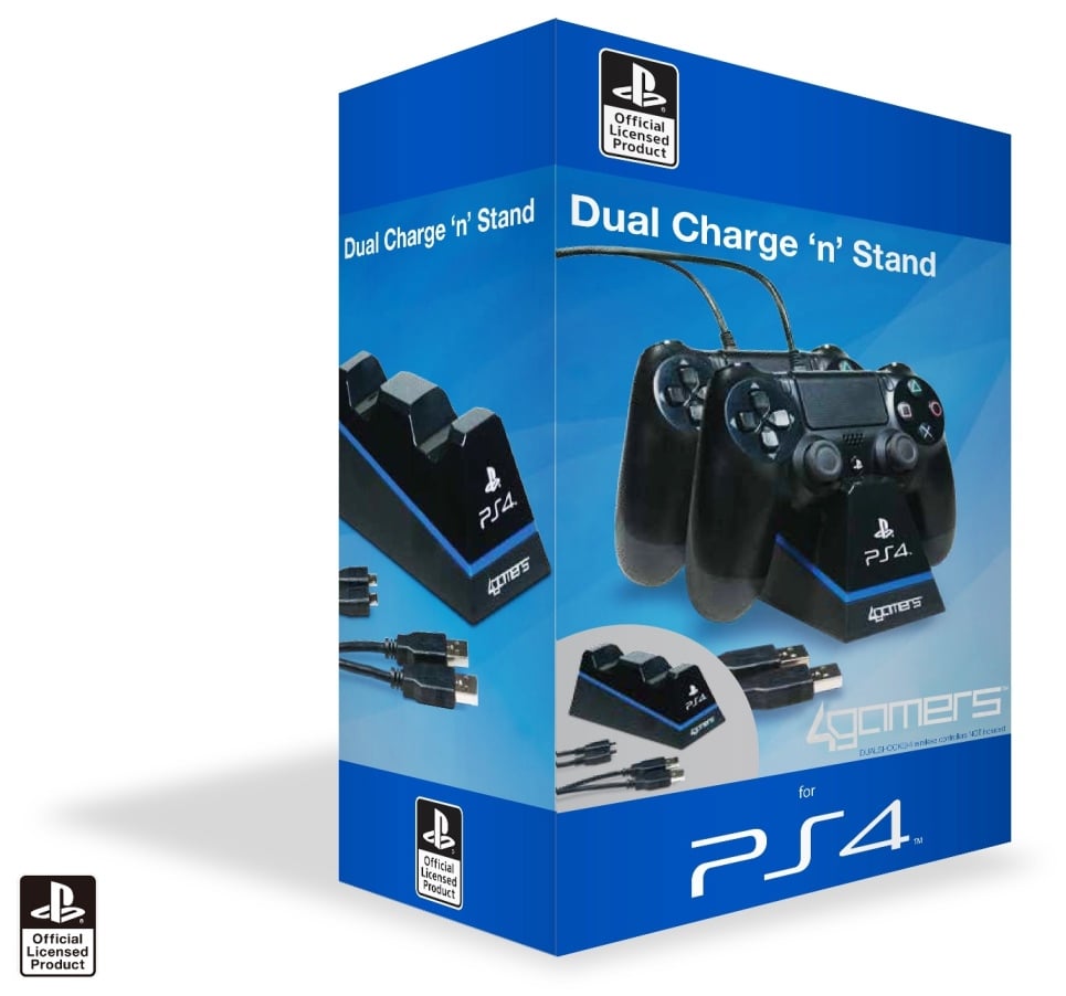 Cargador PS4 4GAMERS Dual Charge Twin Play N' Charge Lic Negro