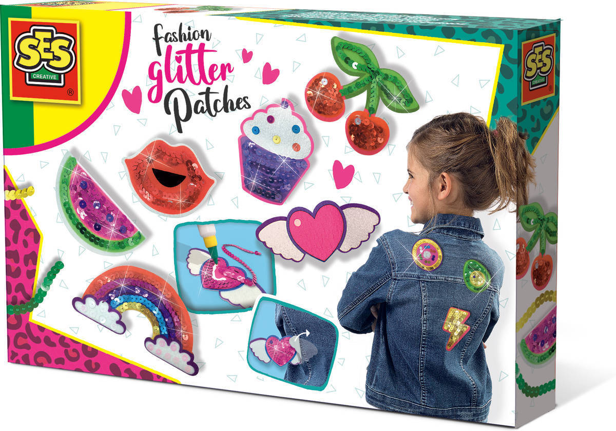 Ses Creative Fashion parches de brillantina kits manualidades niños adhesivo pegatinas threads chica 5 años preescolar juguete 14143