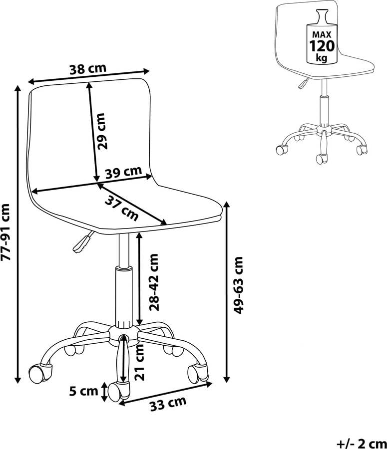 Silla de Escritorio Operativa Orlando (Gris - Poliéster -39x39x77-91 cm)